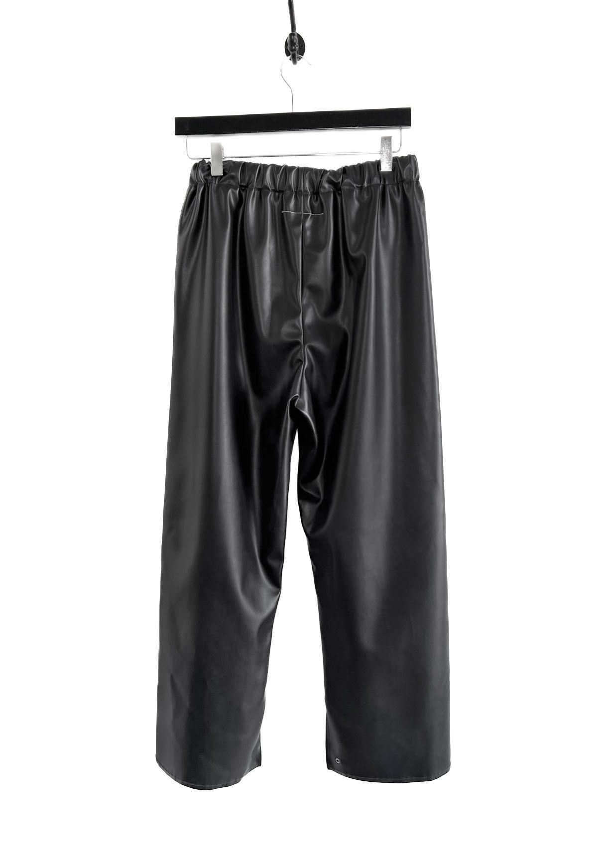 Maison Margiela MM6 Black Faux Leather Wide Leg Trousers Size 26" / US 2 / IT 38 - 2 Thumbnail