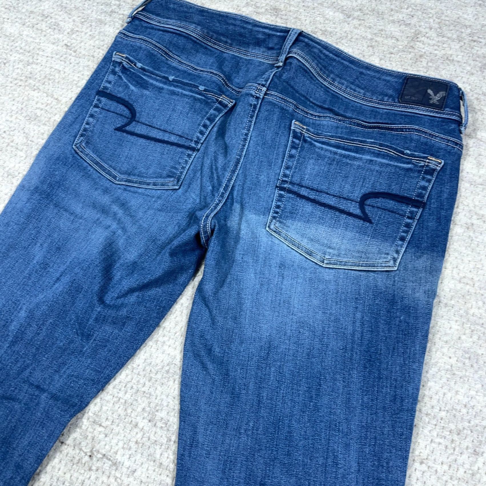 American Eagle Outfitters VINTAGE American Eagle Outfitters Jeans Women 14 Kick Boot Cut Mid Rise Med Wash Faded Denim Boho Size 36" / US 14 / IT 50 - 4 Thumbnail