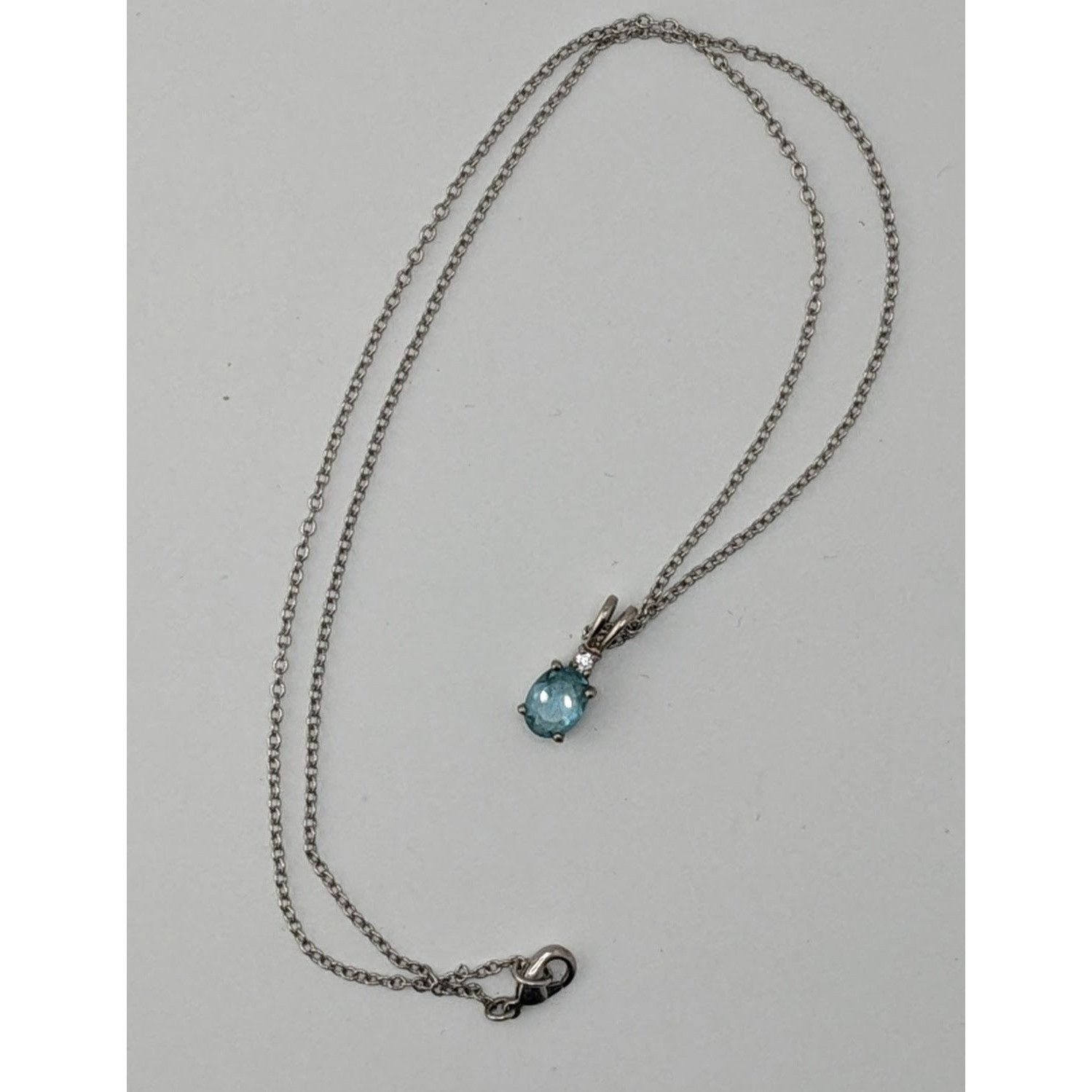 Other Elegant Silver Tone Necklace With Blue Topaz Oval Pendant An Size ONE SIZE - 4 Thumbnail