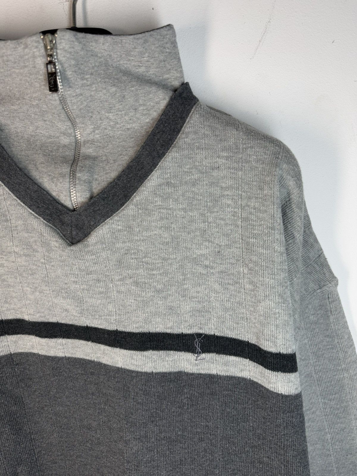 Yves Saint Laurent 90’s YSL Sweatshirt 1/4 Zip Up Vintage Sweater Old Money y2k Size US XXL / EU 58 / 5 - 1 Thumbnail