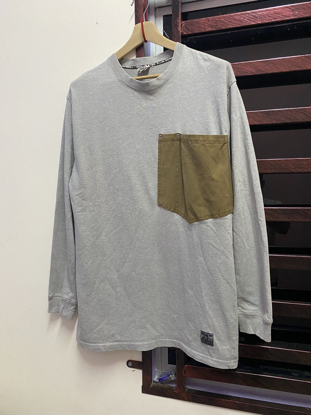 image of 90's Ben Davis Long Sleeve Tshirt Black Label in Grey, Men's (Size Large)