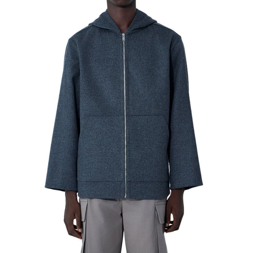 BOTTEGA VENETA $2950 Charcoal Melange Wool Hoodie New & Auth