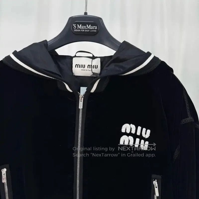 Miu Miu Miu Miu Black Cropped Jacket with Embroidery . Size XL / US 12-14 / IT 48-50 - 3 Thumbnail