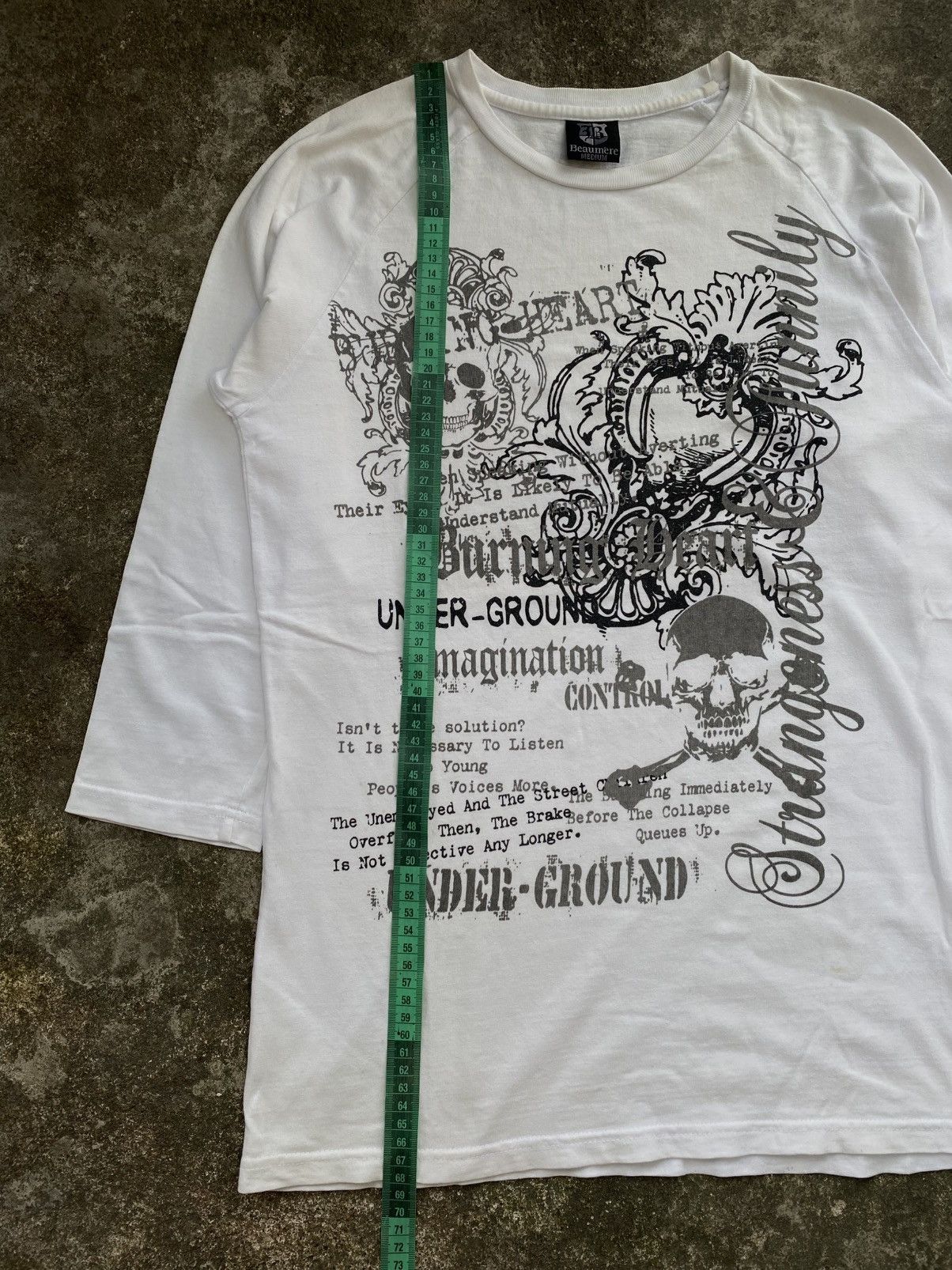 Japanese Brand BEAUMERE UNDERGROUND POEM SKULL RAGLAN SHIRT Size US M / EU 48-50 / 2 - 6 Thumbnail