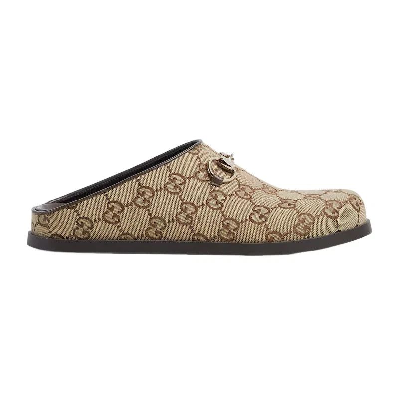 GUCCI Horsebit $890 Women's Beige GG Mules New & Authentic