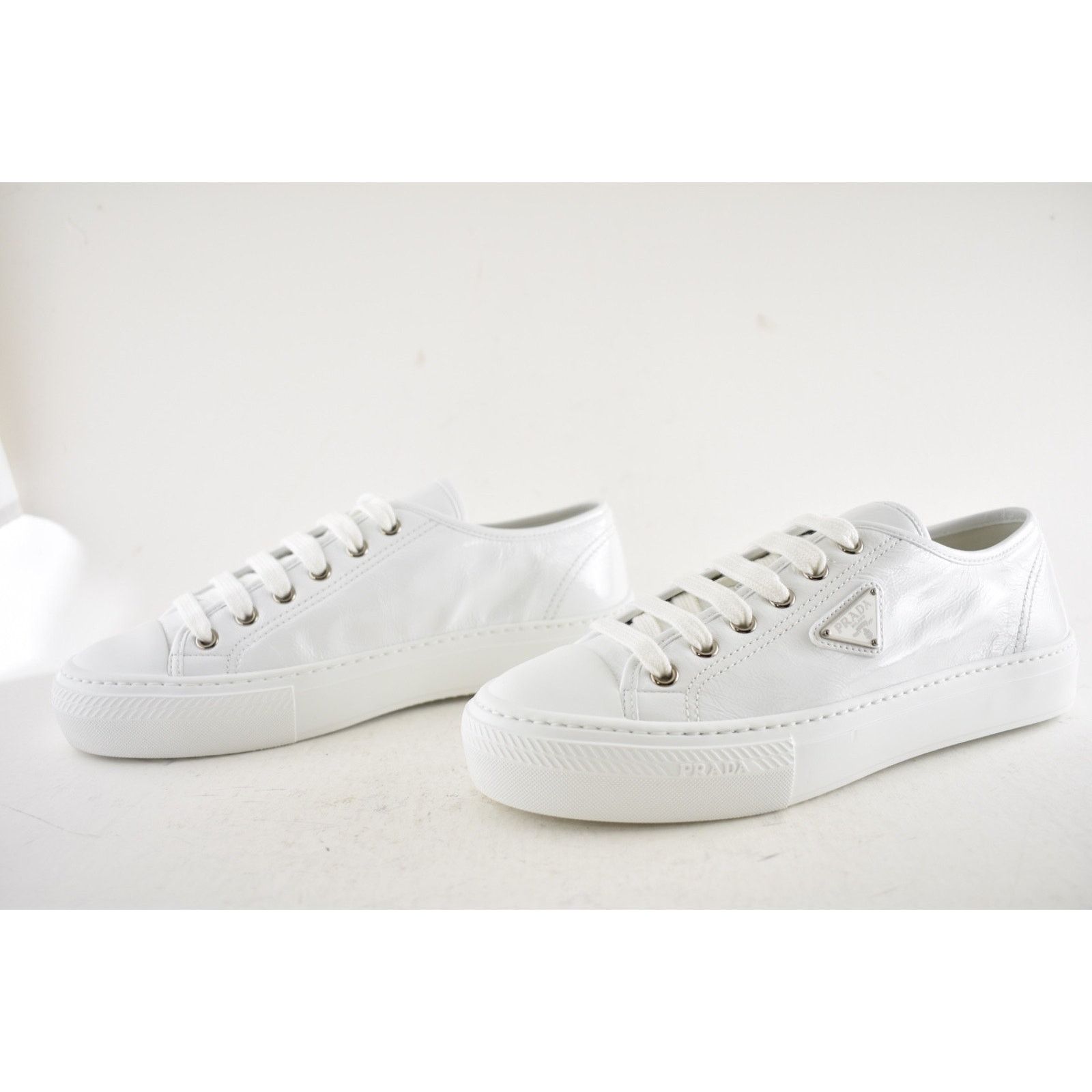 Prada Prada Smash Patent Logo Lace Up Flat Low Top Sneaker 40 Size US 10 / IT 40 - 14 Thumbnail