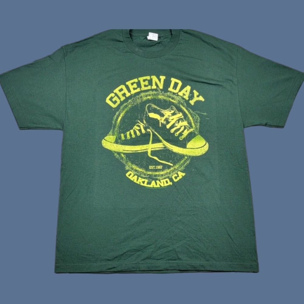Logo 7 Green Day Shirt Adult XL Green Oakland CA Logo Sneakers Y2K Rock 2010 Alstyle Shirt XL Men Green Day Shirt 90s Music Rock T-Shirt Mens Size US XL / EU 56 / 4 - 1 Thumbnail