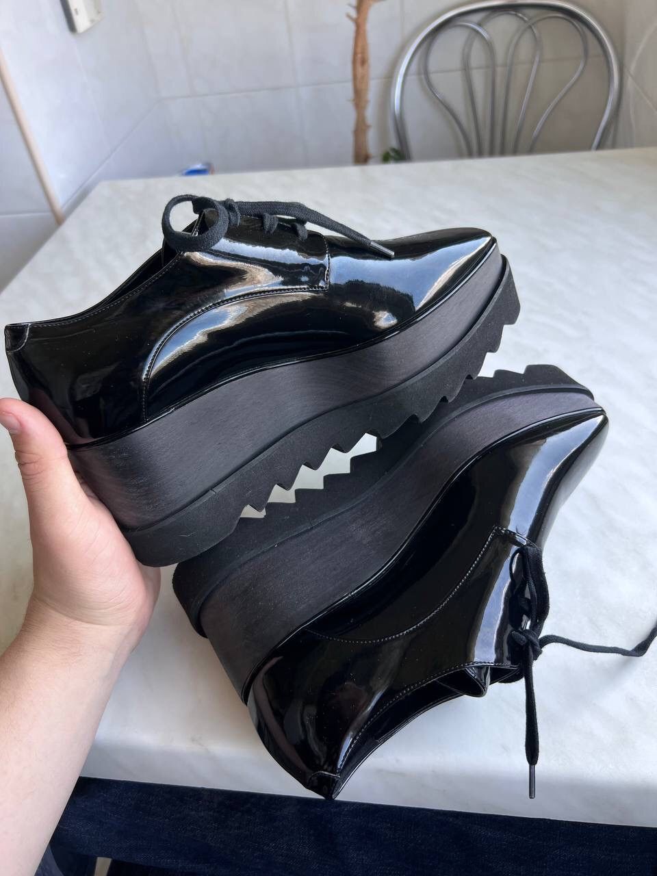 Stella McCartney Stella McCartney Elyse High Platform Leather Shoes Black Size US 8 / IT 38 - 17 Thumbnail