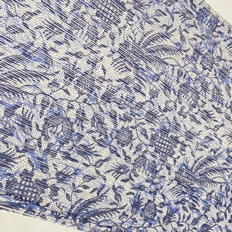 Issey Miyake Issey Miyake size:1 Long half skirt with blue and white po Size 22" - 5 Thumbnail