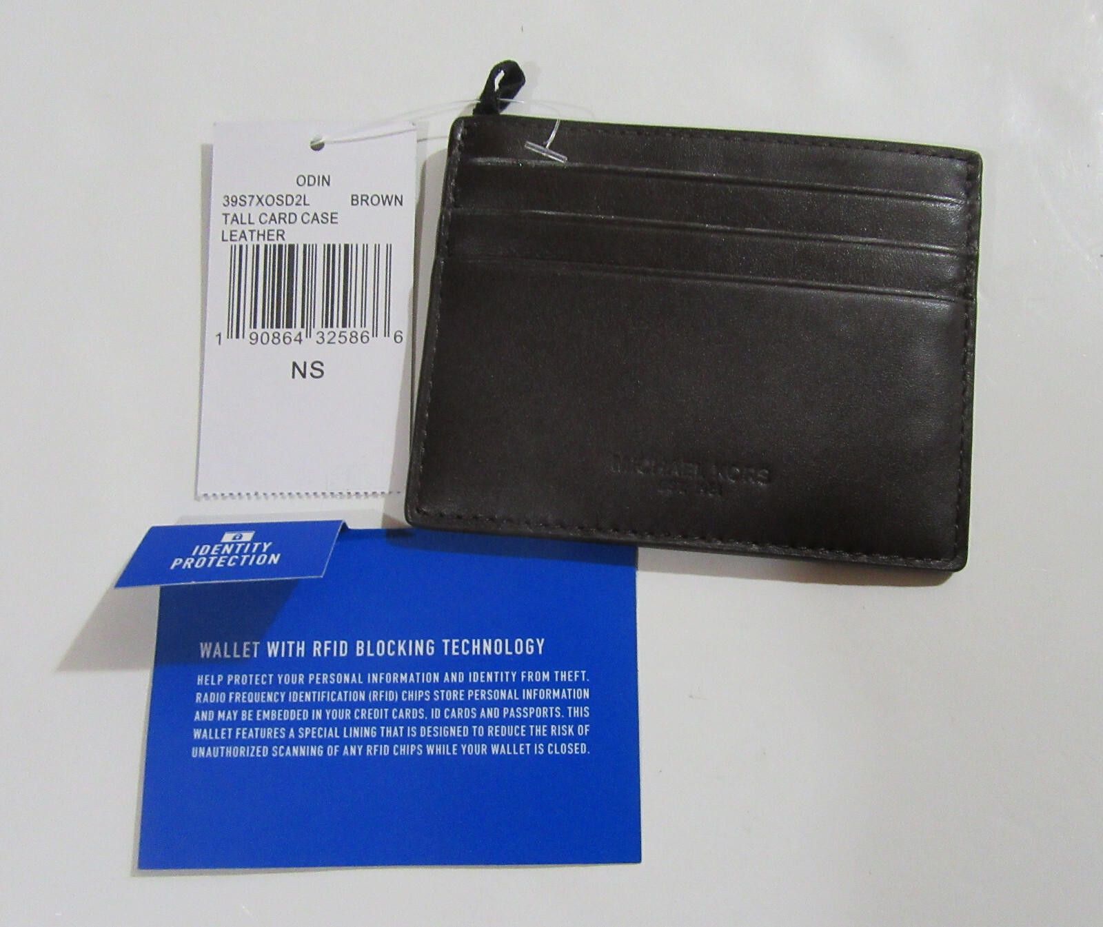 Michael Kors Michael Kors Leather Tall Credit Card Case Brown with RFID Size ONE SIZE - 6 Thumbnail