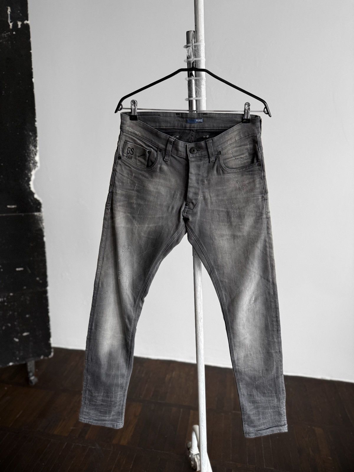 G-Star G-Star Raw Mens Grey Washed Tapered Slim Fit Denim Jeans Size US 32 / EU 48 - 4 Thumbnail