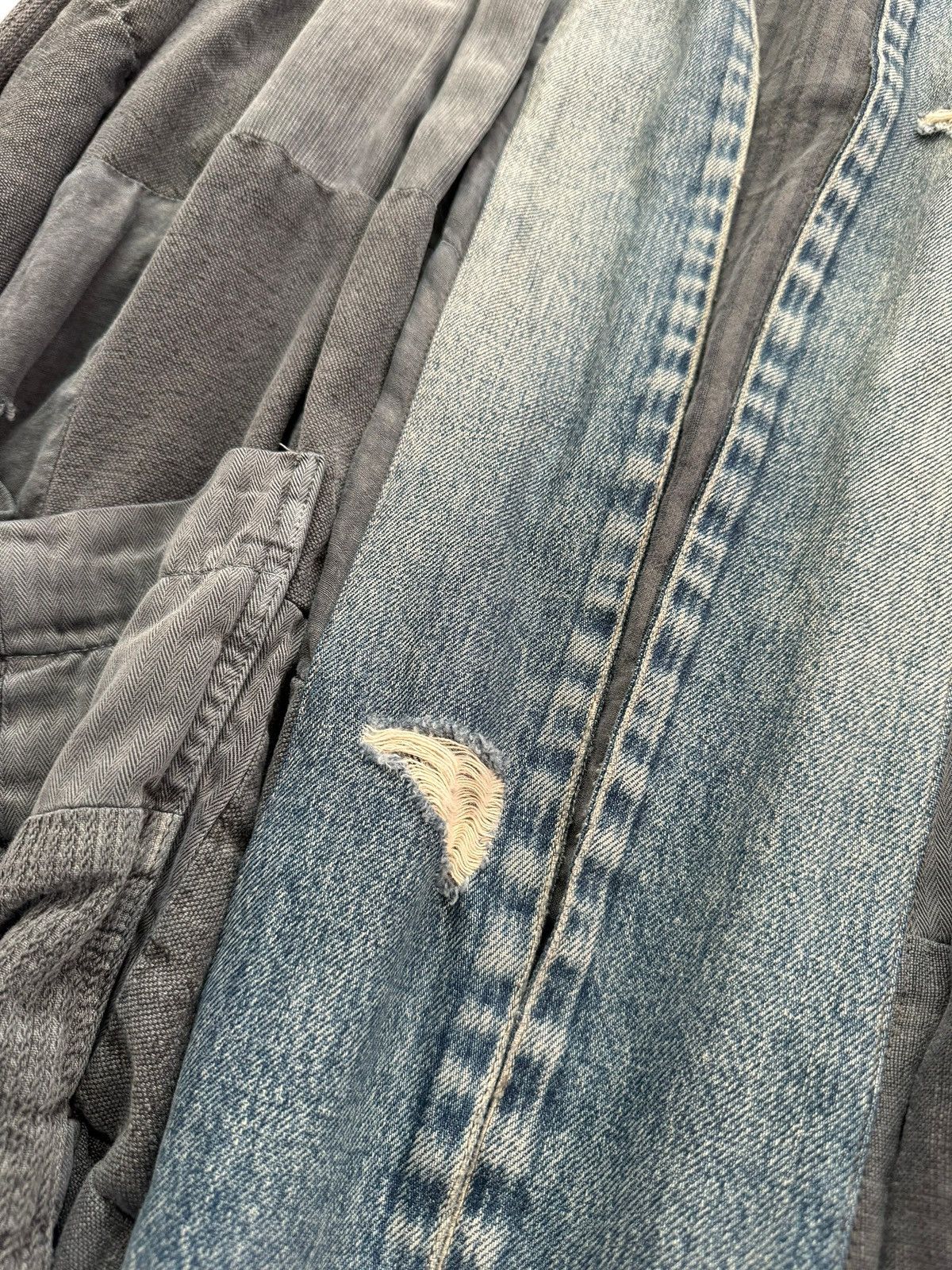 Greg Lauren Sz3 Sample Grey Washed Vintage Fabric GL1 Patchwork Kimono Size US L / EU 52-54 / 3 - 7 Thumbnail