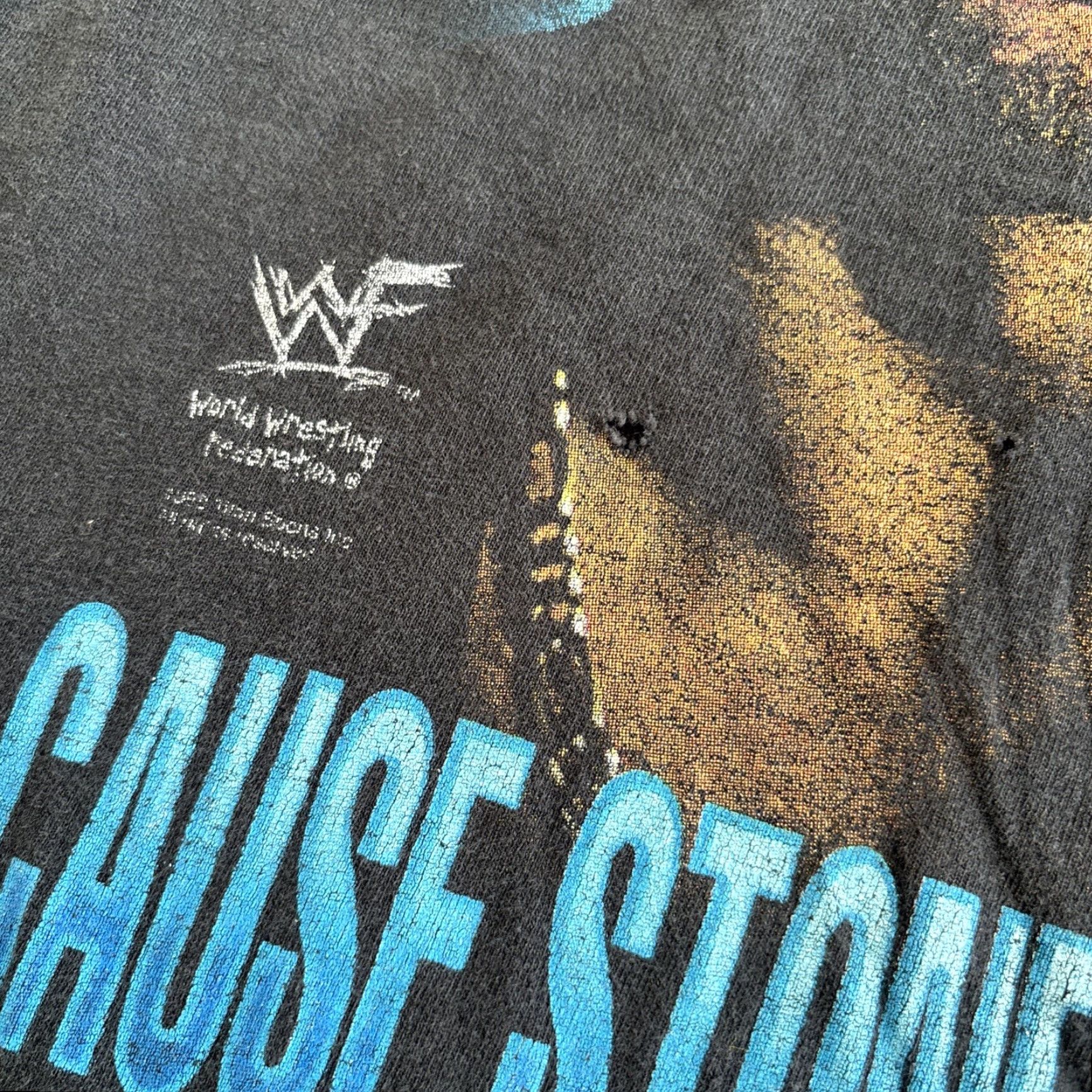 Vintage VINTAGE Steve Austin WWF Cause Stone Cold Said So T-Shirt Mens Large Black 100% Cotton Graphic Tee Short Sleeve Size US L / EU 52-54 / 3 - 4 Thumbnail