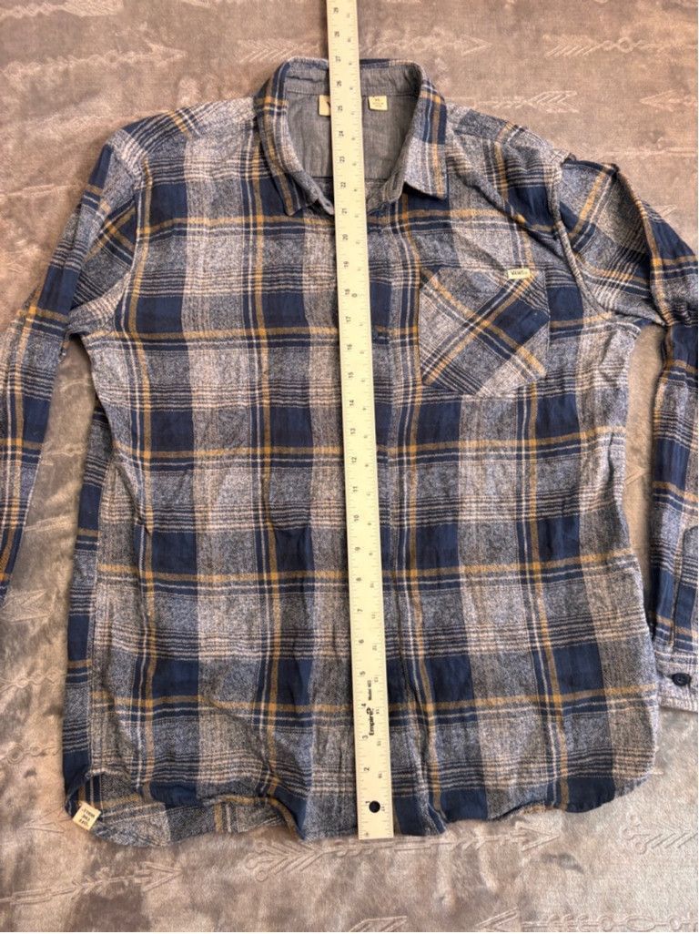 Vans Boy's Vans Flannel Shirt XL Blue Gray Plaid Size US XL / EU 56 / 4 - 4 Thumbnail
