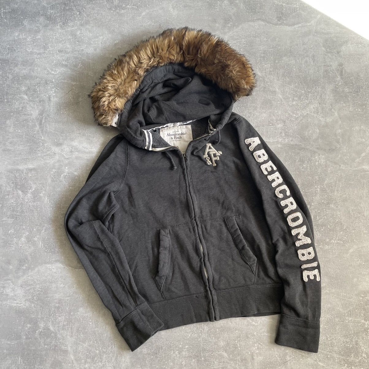 Abercrombie & Fitch Faux fur hooded avant garde FITCH hoodie cyber zip punk rock Size XL / US 12-14 / IT 48-50 - 1 Thumbnail