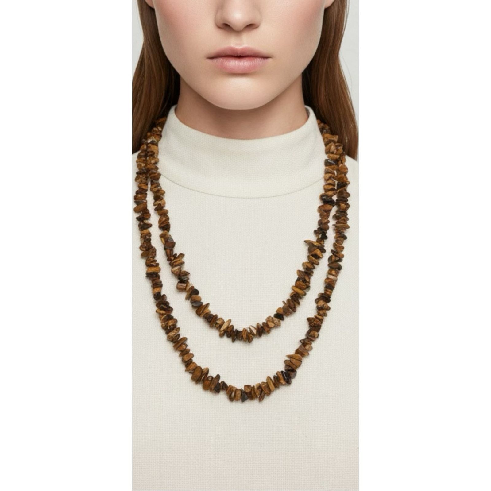 Other Vintage Tiger Eye Stone Necklace 39" Single Strand Size ONE SIZE - 9 Thumbnail