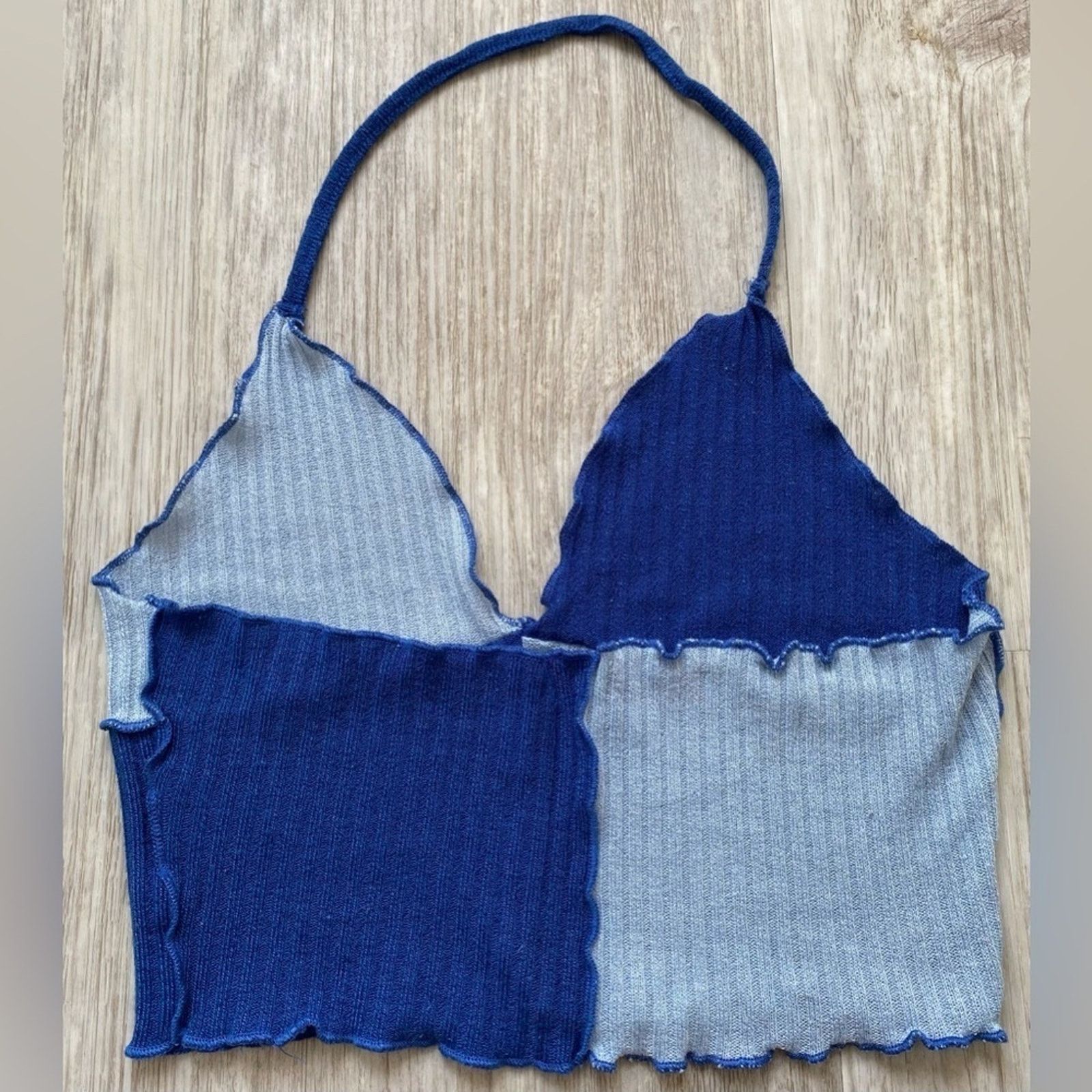 Shein SHEIN | Blue Color Block Bralette Halter Crop Top | Small Size S / US 4 / IT 40 - 2 Thumbnail