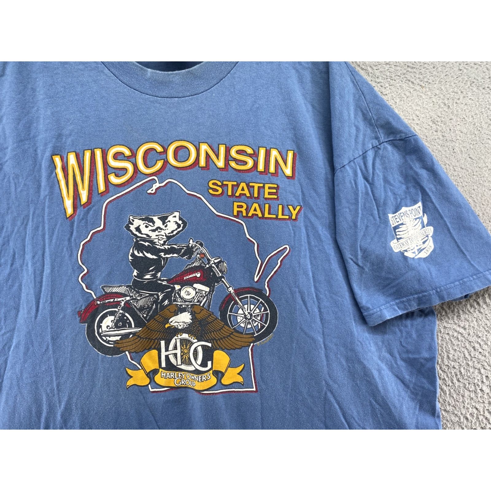 Harley Davidson VINTAGE Harley-Davidson Wisconsin State Rally HOG Shirt Mens 2XL Blue 90s T-Shirt Crew Neck Size US XXL / EU 58 / 5 - 2 Thumbnail