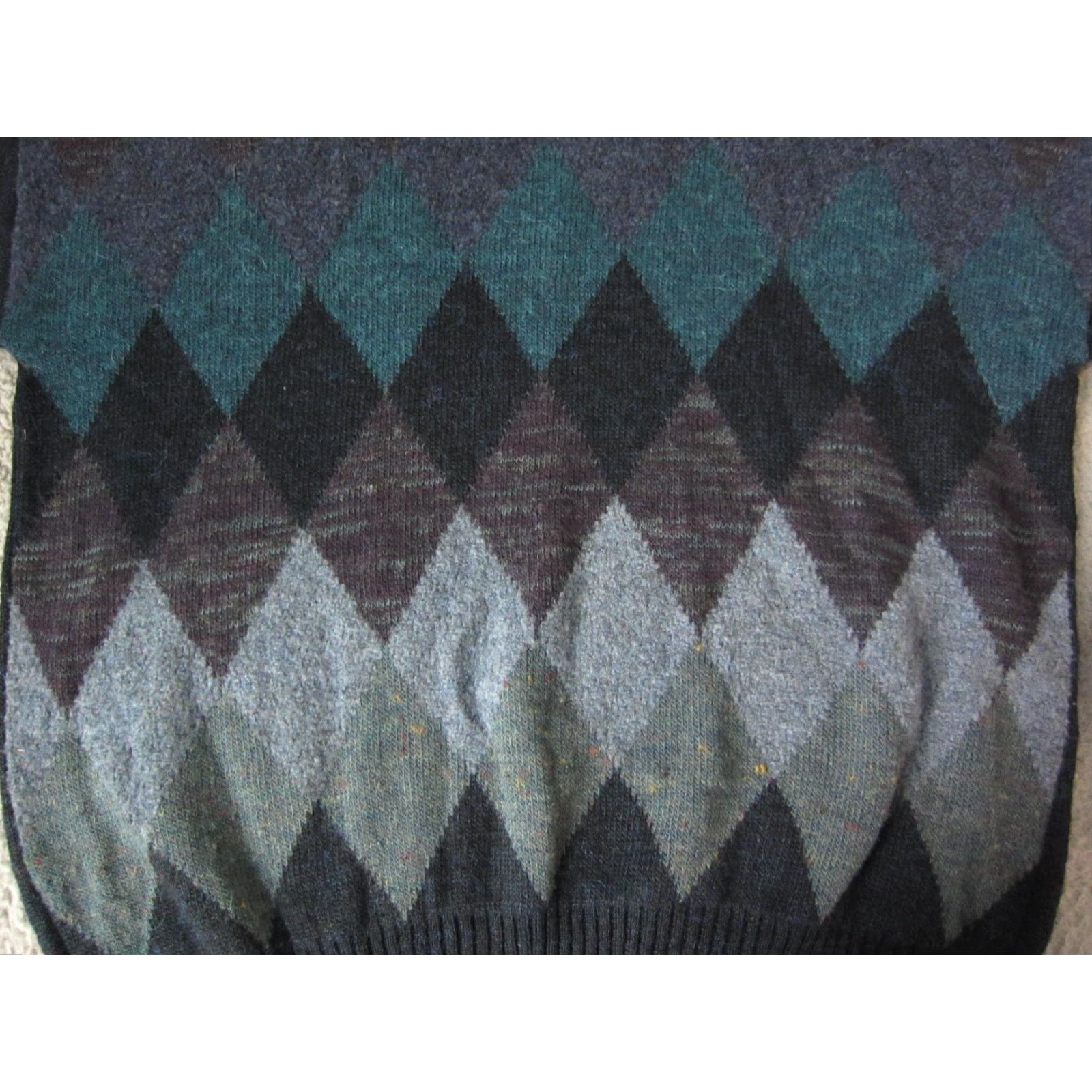 Vintage VINTAGE Consensus Sweater Mens Pullover Knit Crew Neck Argyle Blue Wool Alpaca 90s L Size US L / EU 52-54 / 3 - 3 Thumbnail