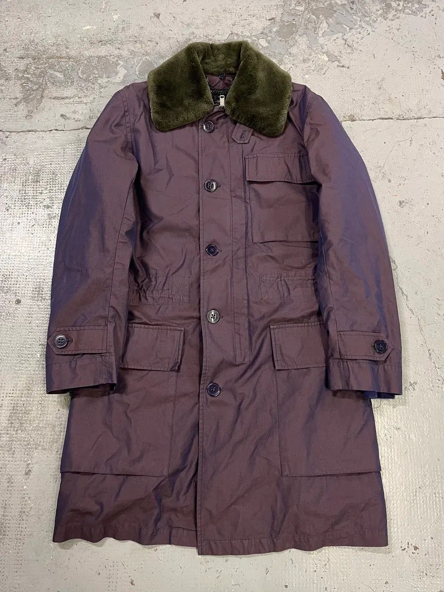 Marc Jacobs 2000s Marc Jacobs Fur Collar Purple Long Cargo Coat Size US M / EU 48-50 / 2 - 1 Thumbnail