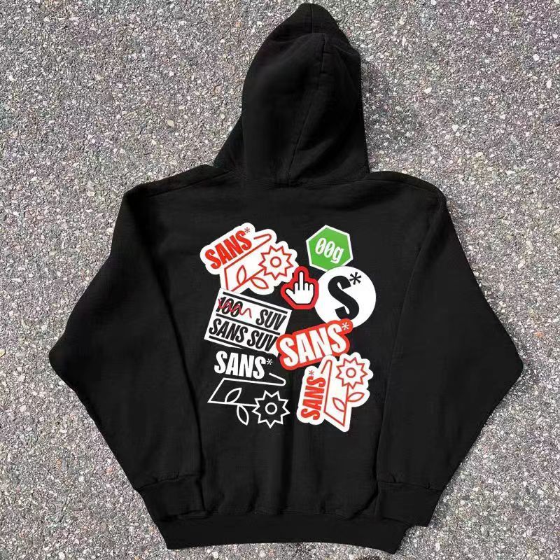 Japanese Brand Hip Hop Graffiti Print Casual XL Hooded Sweatshirt Size US XL / EU 56 / 4 - 1 Thumbnail