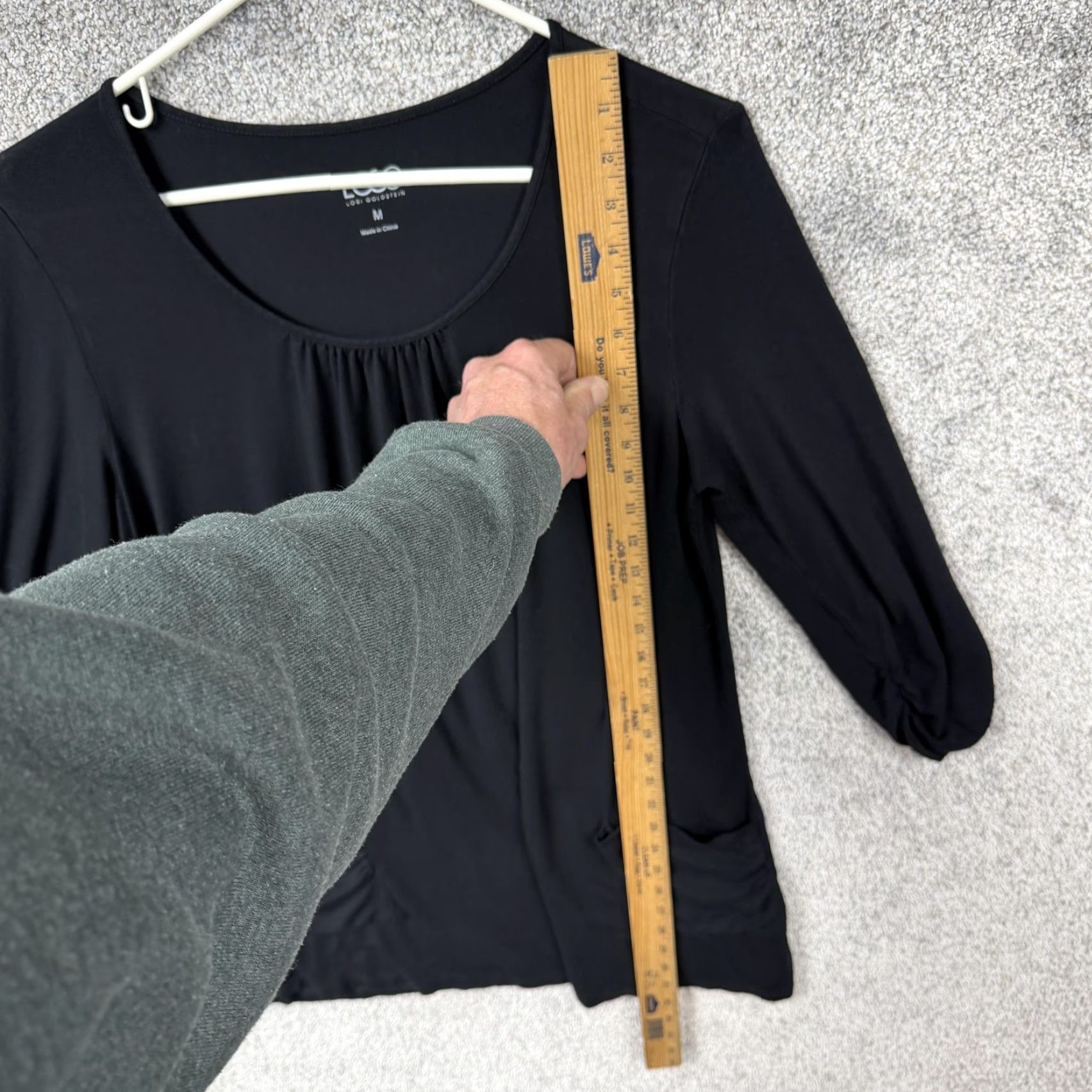 Vintage LOGO by Lori Goldstein Tunic Top M Black 3/4 Sleeve Pocket Jersey Rayon Spandex Scoop Neck Casual Womens Regular Fit Modern Indie Sleaze Vintage No Size M / US 6-8 / IT 42-44 - 2 Thumbnail