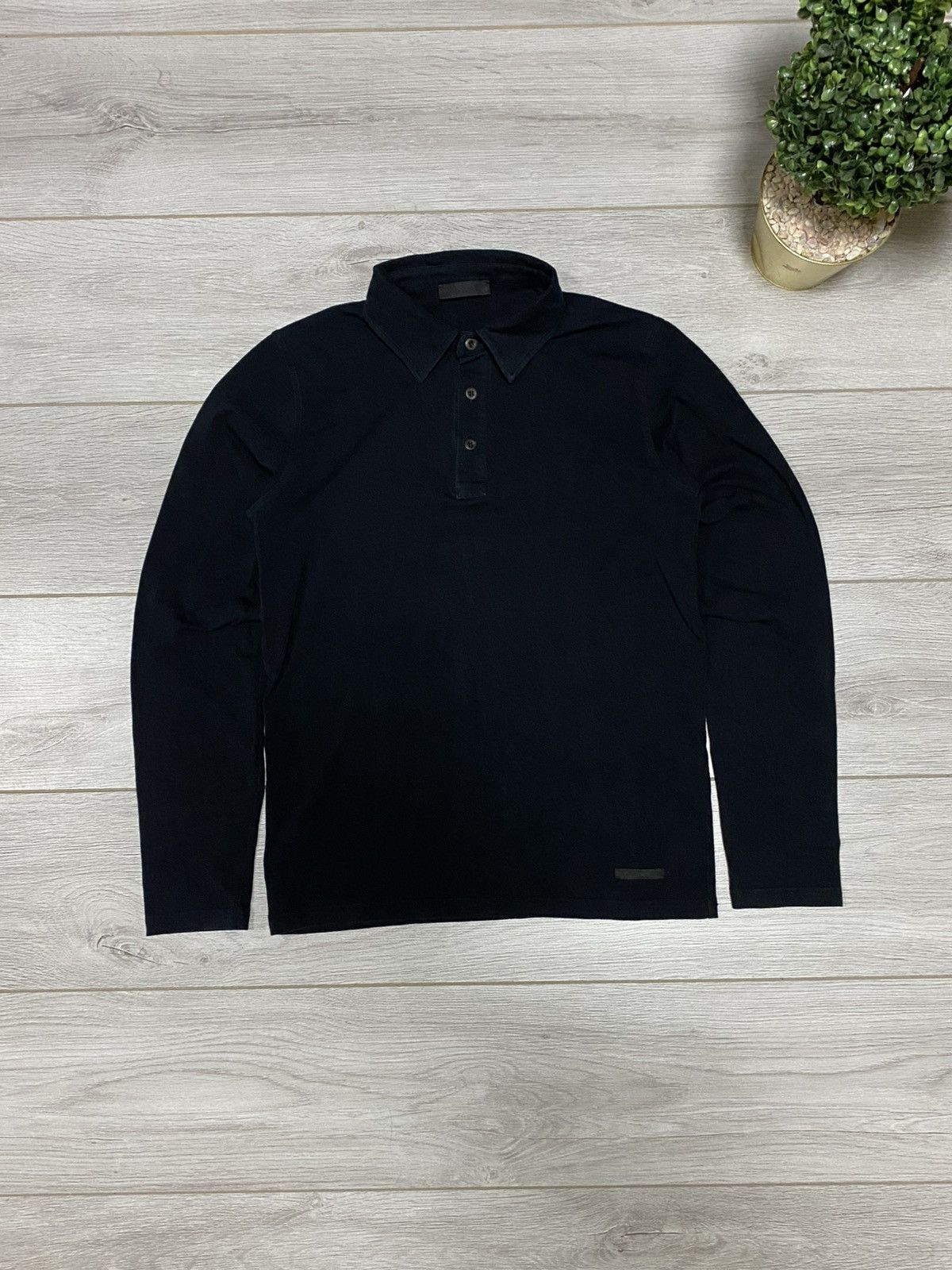 Prada Prada long sleeve polo shirt black tab eb0 Size US S / EU 44-46 / 1 - 1 Thumbnail