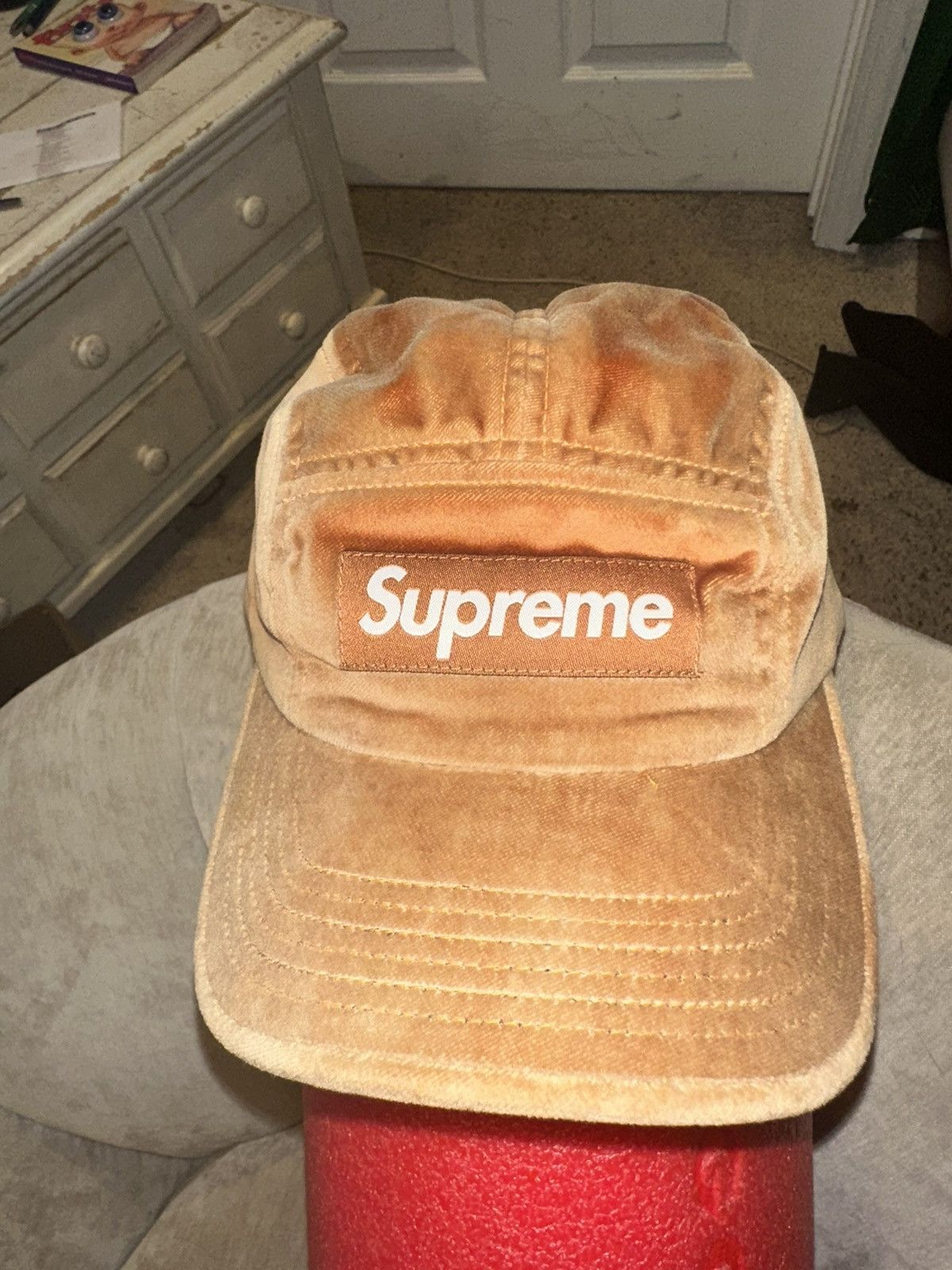 Supreme Supreme Velvet Camp Cap Orange Size ONE SIZE - 1 Thumbnail