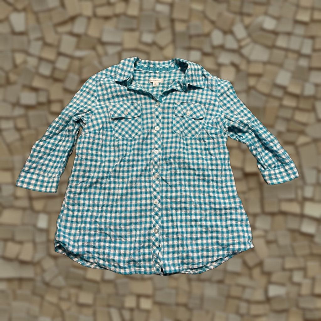 Croft & Barrow Croft & Barrow Shirt Women's Small Blue White Plaid Button Up Long Sleeve Casual Modern Mens? No, Women. Size S / US 4 / IT 40 - 1 Thumbnail