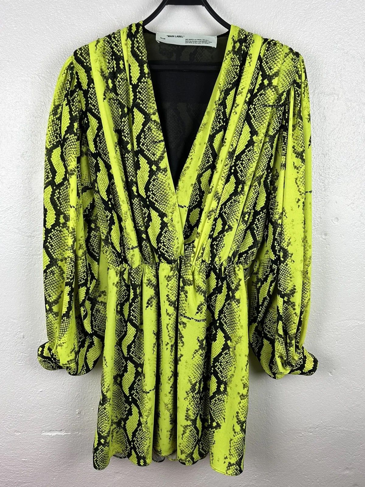 Off-White Off-White 80s Deep V Python Print Mini Dress In Yellow Size S / US 4 / IT 40 - 5 Thumbnail