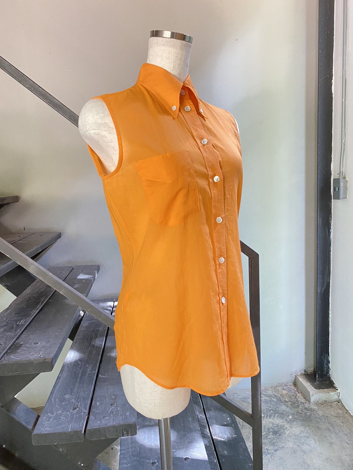 Paul Smith Paul Smith WOMEN Orange Sleeveless Button-up Shirt Size S / US 4 / IT 40 - 3 Thumbnail