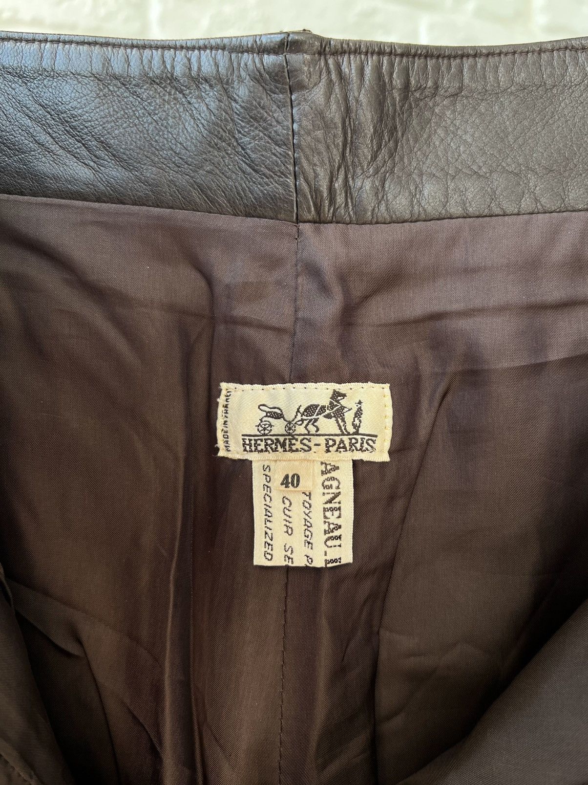 Hermes Hermes Paris Brown Leather Logo Pants Size 27" / US 4 / IT 40 - 11 Thumbnail