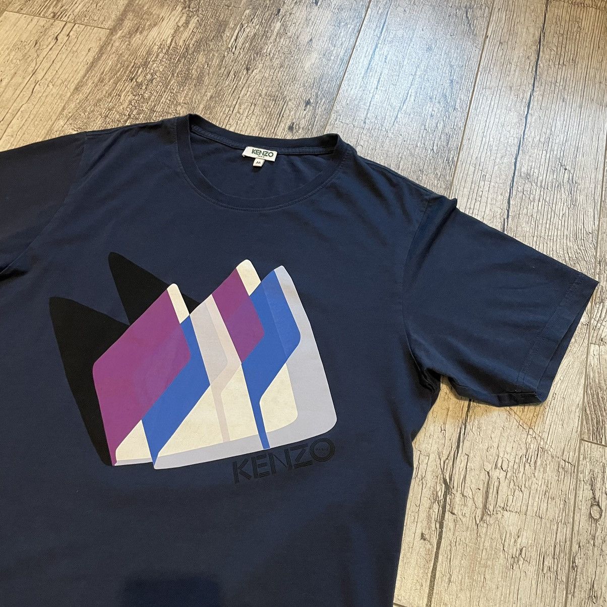Designer × Kenzo Kenzo Paris navy t-shirt mountians print tee luxury brand Size US M / EU 48-50 / 2 - 2 Thumbnail