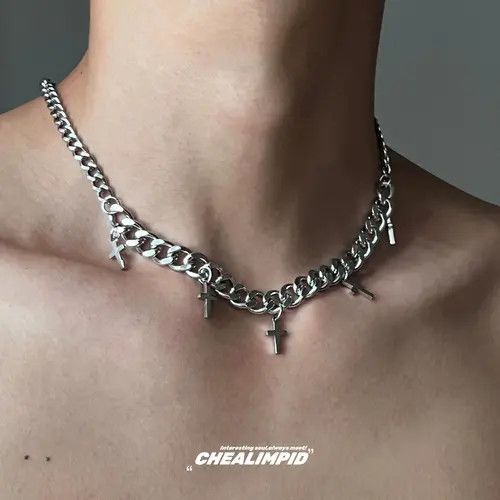 Jewelry 620Silver Chain Necklace with Cross Charms Size ONE SIZE - 3 Thumbnail