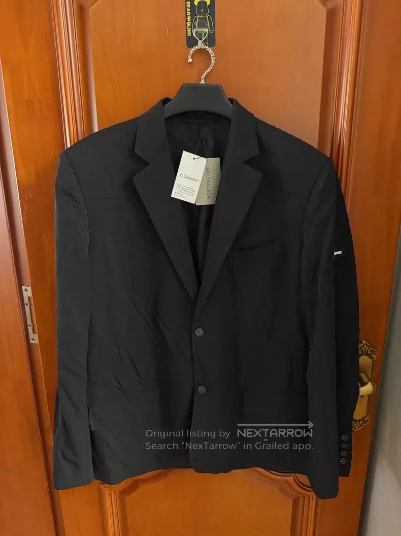 Balenciaga Balenciaga Black Lustrous Viscose Woolen Blazer Jacket Size US S / EU 44-46 / 1 - 1 Thumbnail