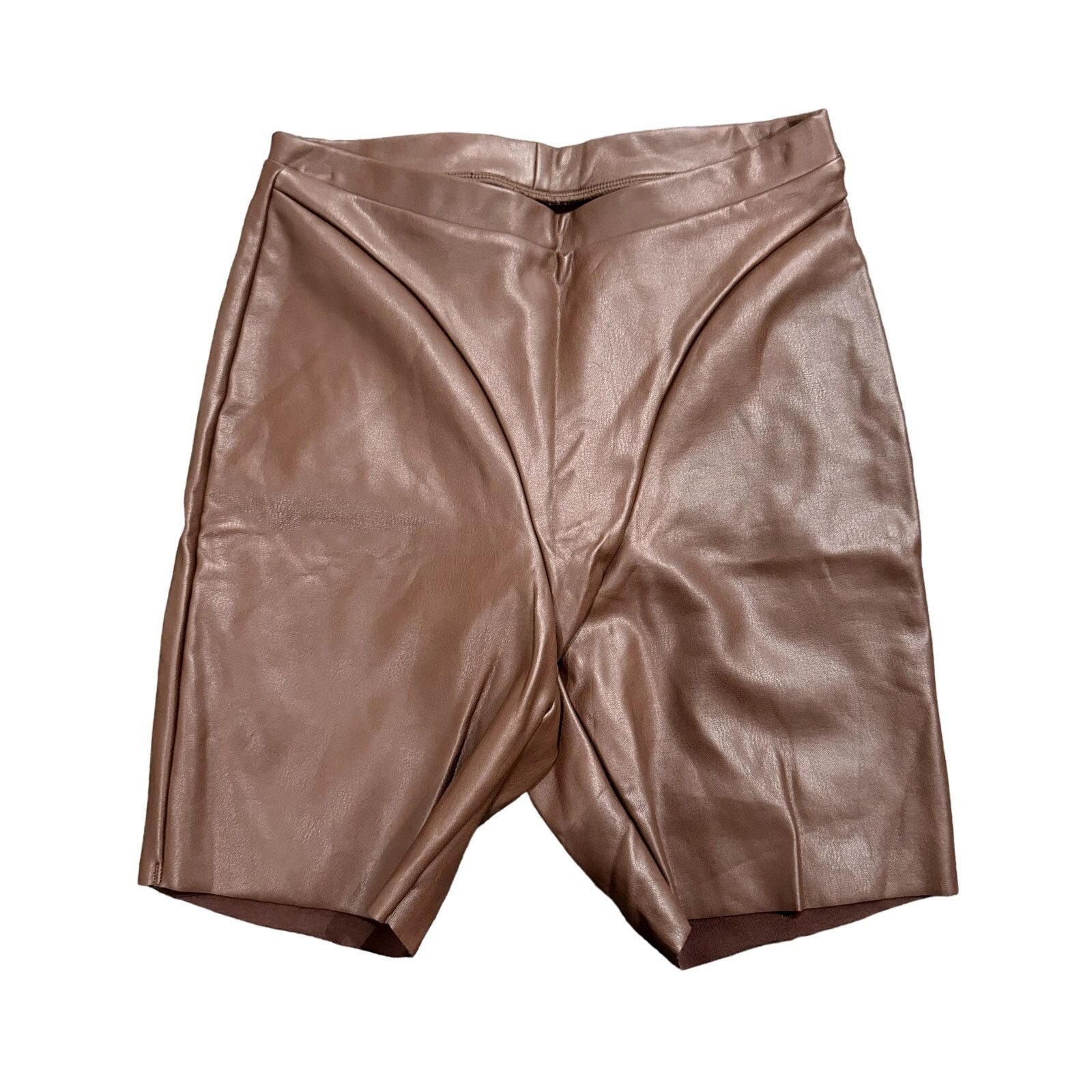 SKIMS Skims Faux Leather Biker Shorts in Cocoa Brown, Size S Size 26" / US 2 / IT 38 - 2 Thumbnail