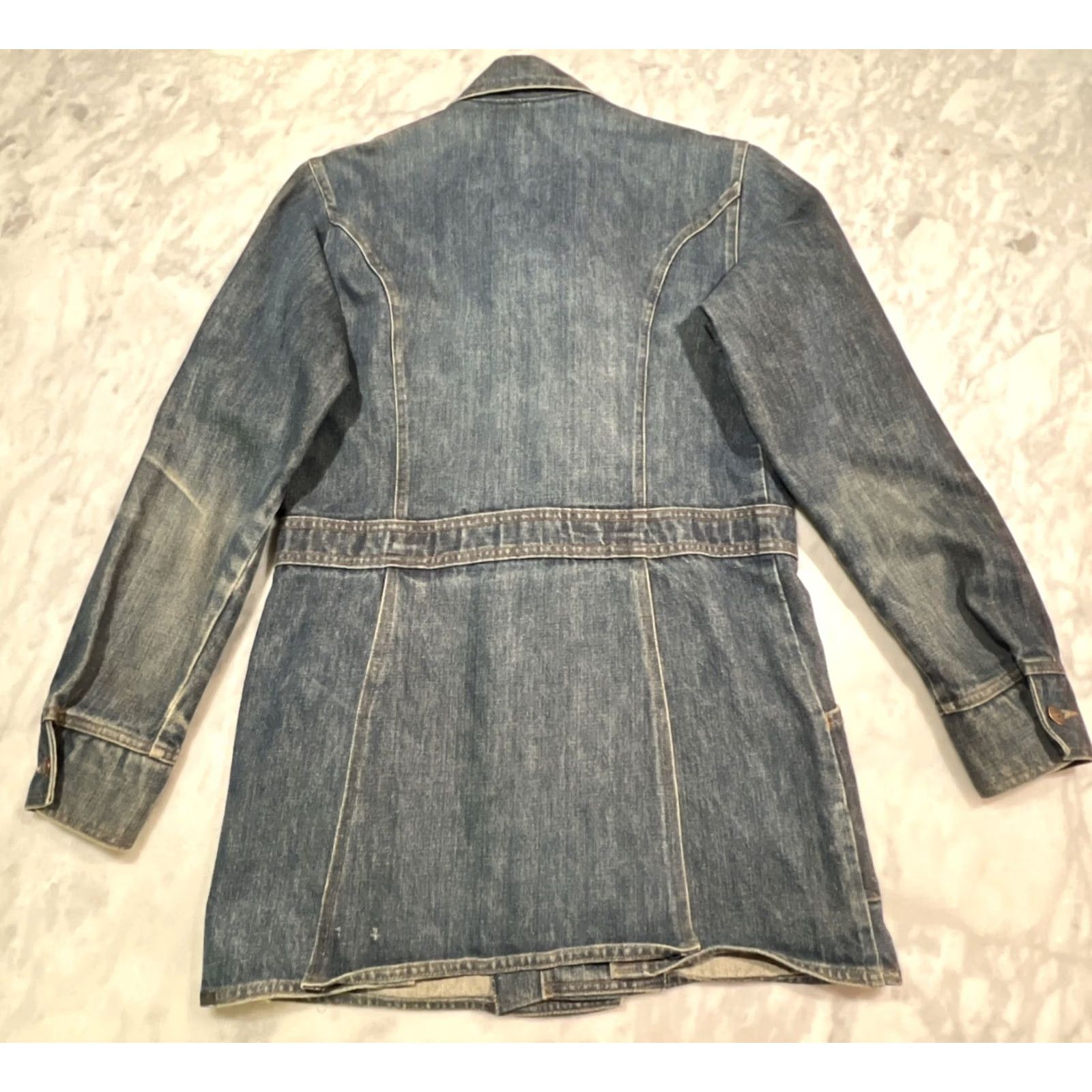 Levi's VINTAGE Levi’s Jacket Men's M Orange Tab Split Tail Chore Long Denim Blue 70s Workwear Size US 31 - 7 Thumbnail