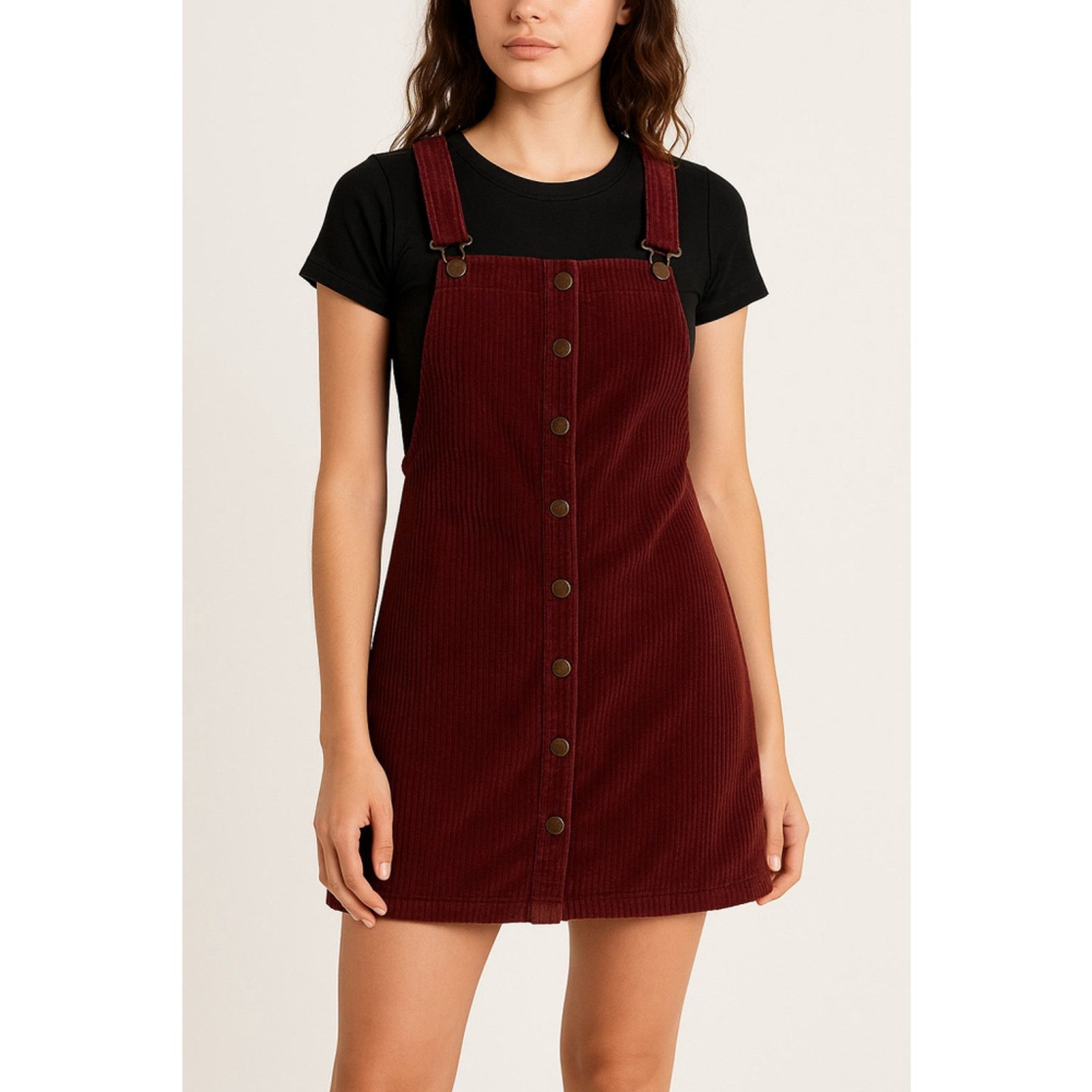 Other Rue21 Corduroy Pinafore Dress Button Front Maroon XS Size XS / US 0-2 / IT 36-38 - 1 Thumbnail