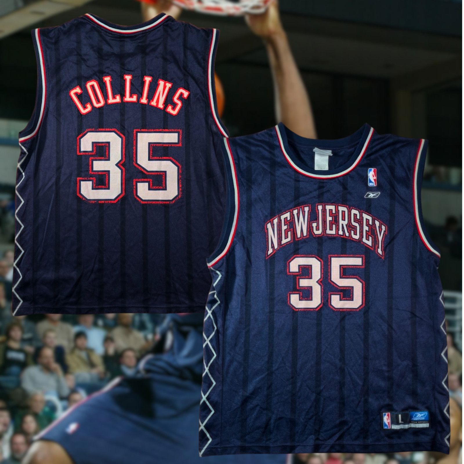 Reebok Jason Collins New Jersey Nets Reebok Jersey Y2K Size L Rare Size US L / EU 52-54 / 3 - 4 Thumbnail