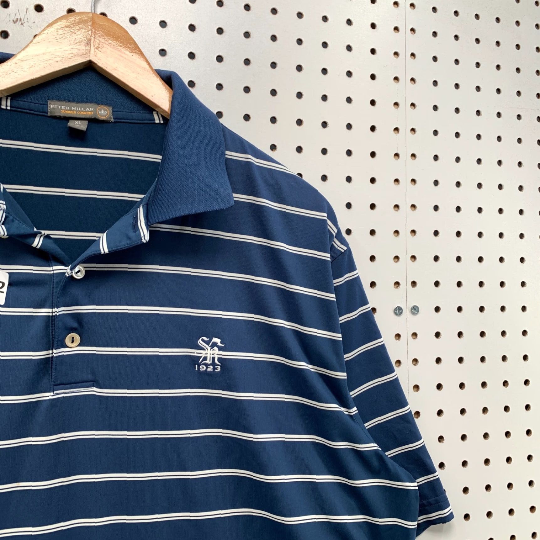 Peter Millar VINTAGE Peter Millar Summer Comfort Polo Shirt Blue White Striped Men XL 25x33.5 Size US XL / EU 56 / 4 - 7 Thumbnail