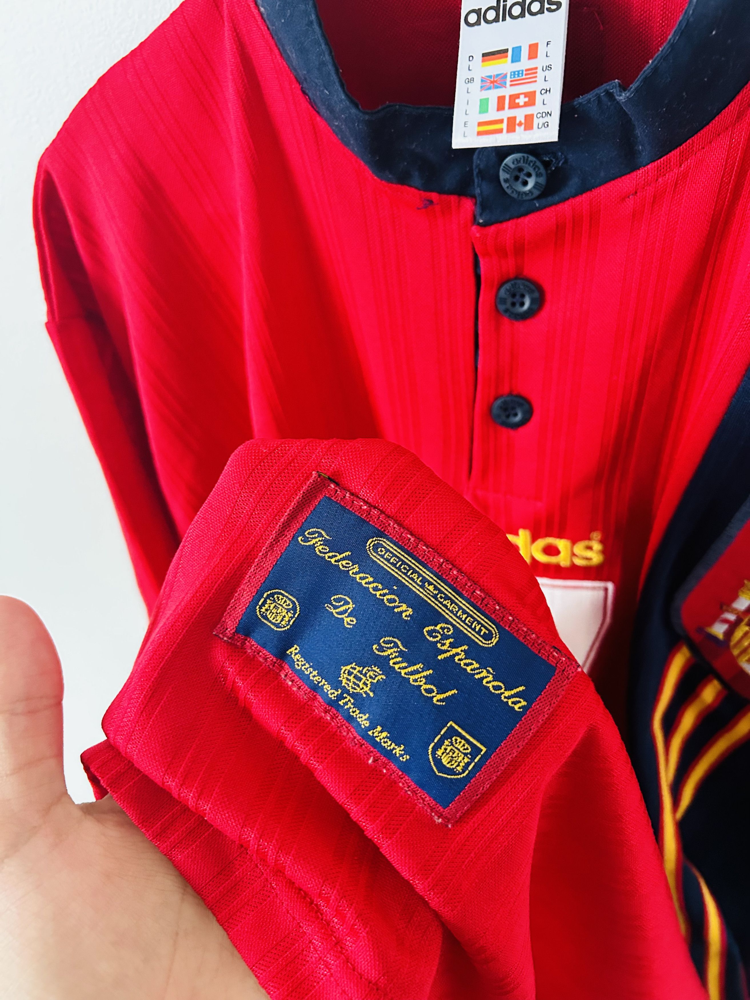Adidas × Vintage Spain 1996 home Match issue/worn jersey Size US L / EU 52-54 / 3 - 8 Thumbnail