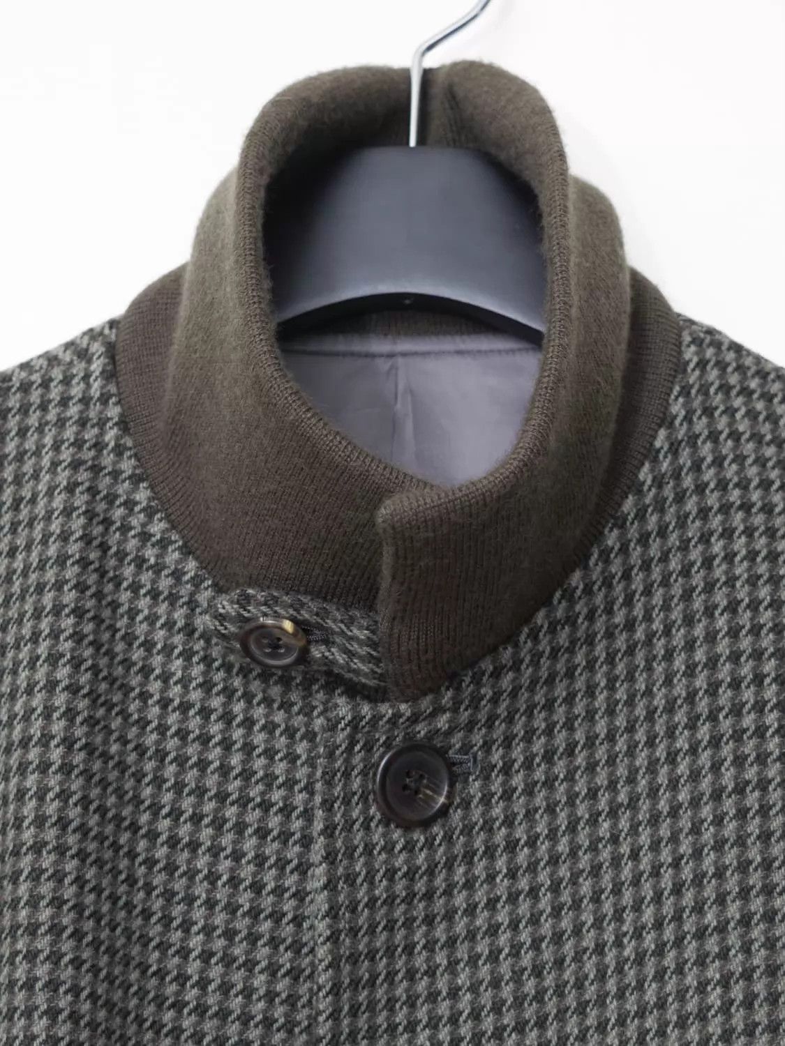 Yohji Yamamoto Yohji Yamamoto Vtg Houndstooth Deep Olive Overcoat Size US M / EU 48-50 / 2 - 2 Thumbnail