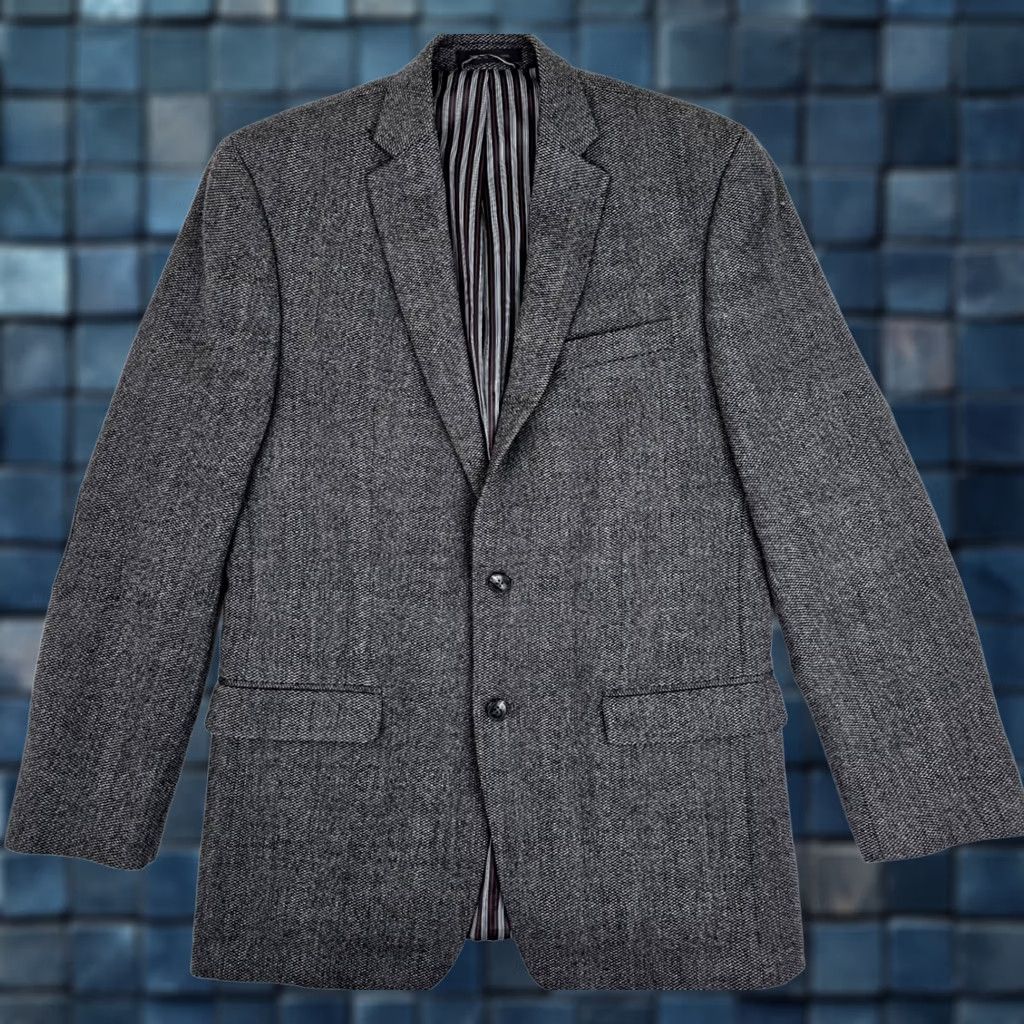 Izod IZOD Birdseye Wool Sport Coat Blazer Men 40L Gray Nailhead Lined Jacket Shirt Size 40R - 1 Thumbnail