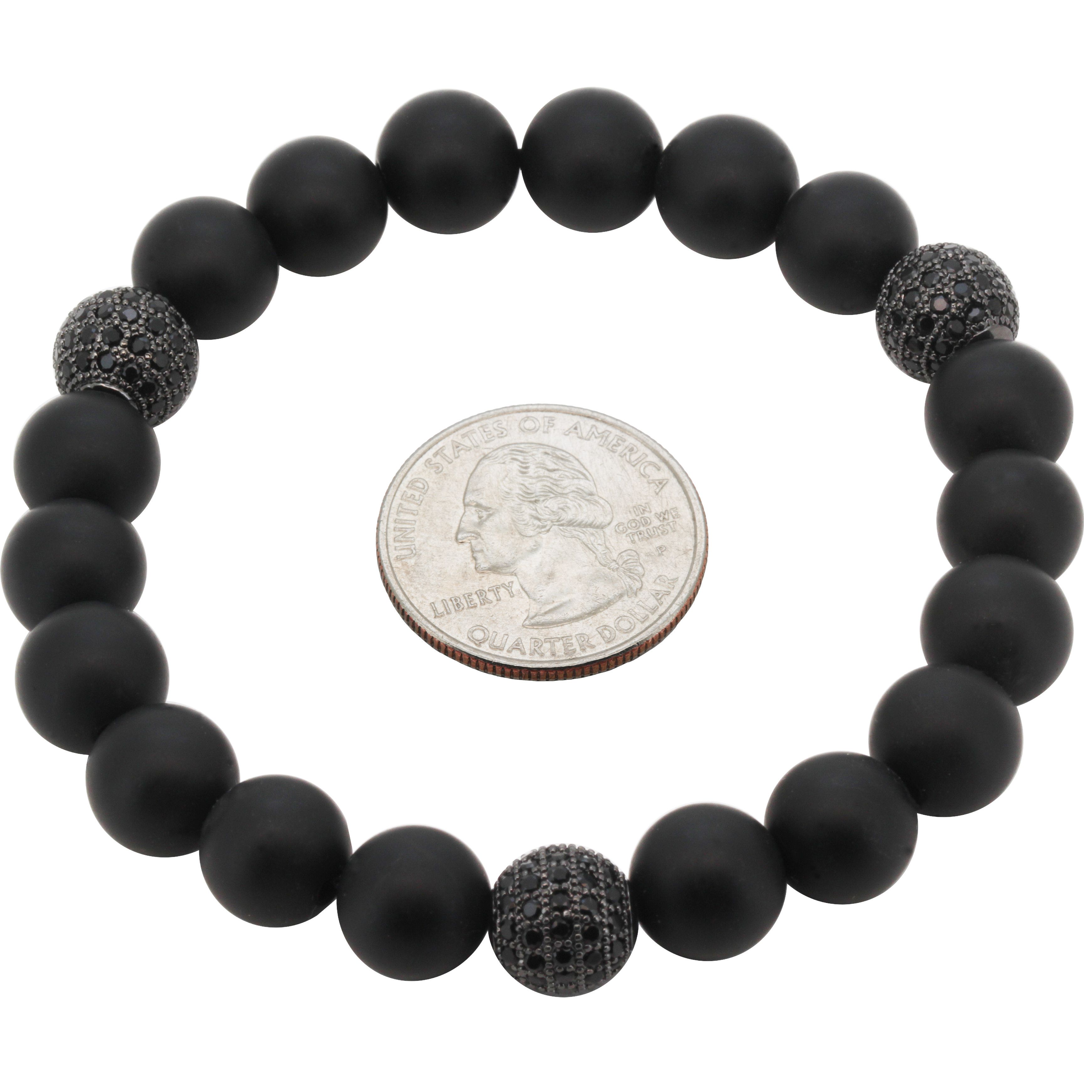Other Black AAA CZ 10mm Disco Onyx Beaded Stretch Bracelet 8” Size ONE SIZE - 1 Preview