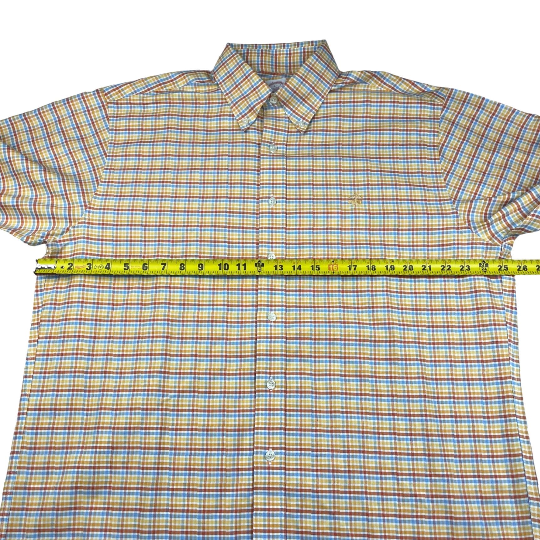 Brooks Brothers Brooks Brothers Shirt Button-Up Long Sleeve Non-Iron Yellow Plaid Button-Front Large Mens Size US L / EU 52-54 / 3 - 6 Thumbnail