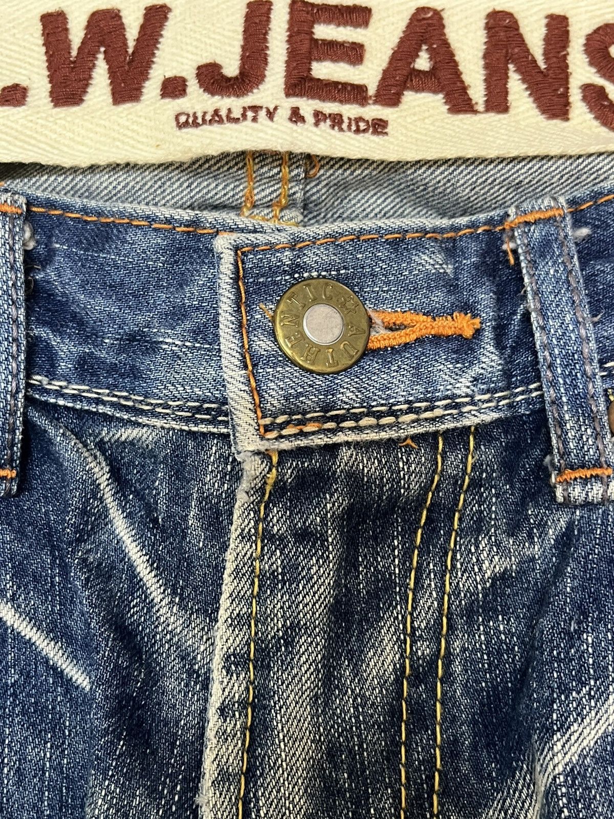 Japan Blue × Le Grande Bleu (L.G.B.) Vintage Blue Way Whiskers Grunge Faded Denim Size US 30 / EU 46 - 3 Thumbnail