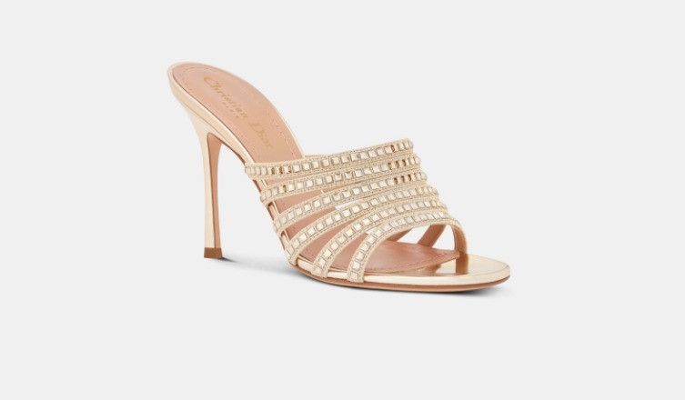 Dior o1w1db11024 Gem Heeled Slides in Gold Size US 12 / IT 42 - 2 Thumbnail