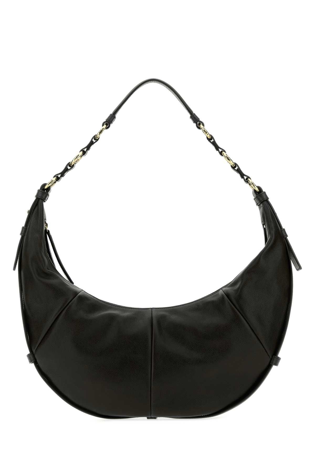 Black Leather Saharienne Shopping Bag, Women's
