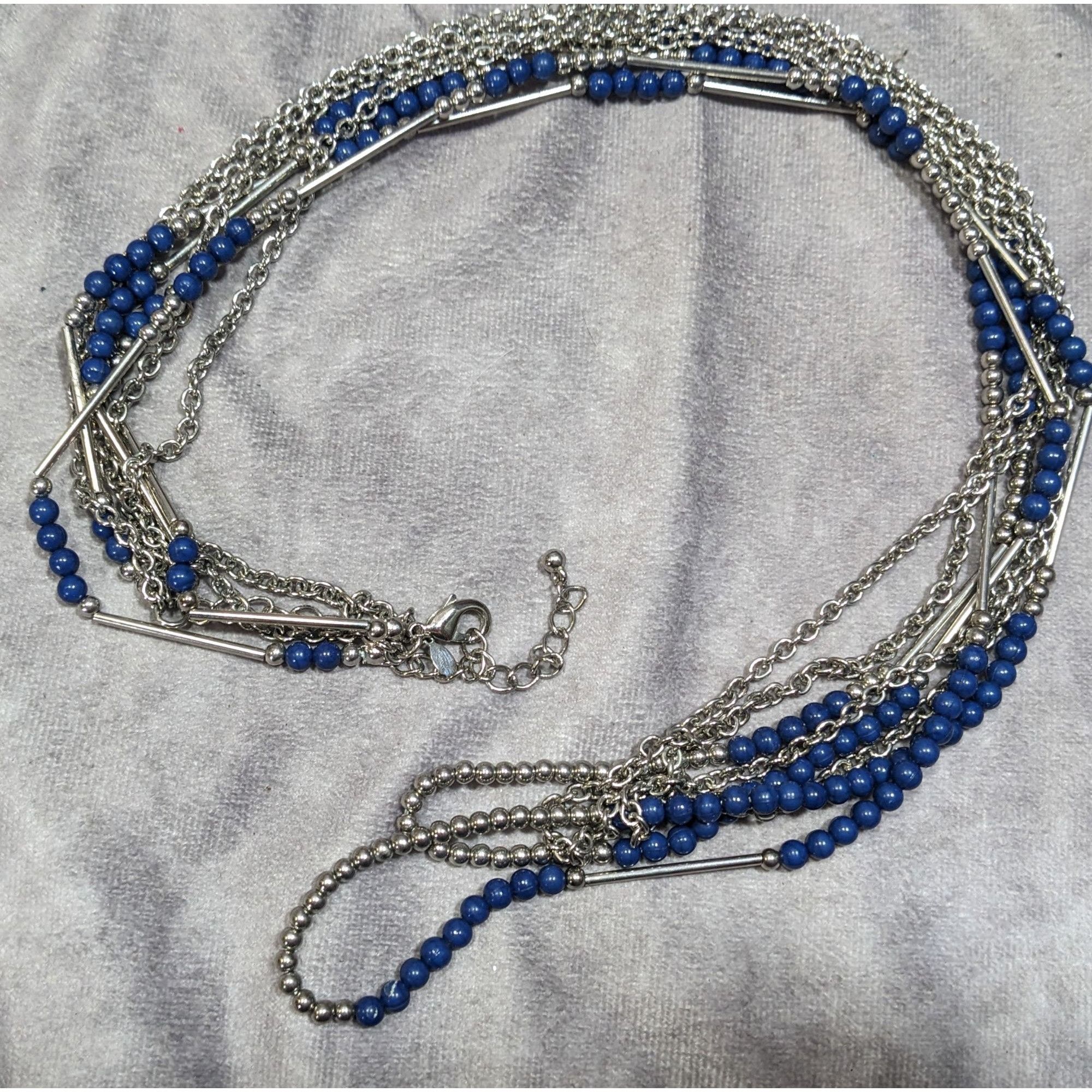 Other Premier Designs Layered Beaded Blue And Silver Tone Necklace Size ONE SIZE - 4 Thumbnail