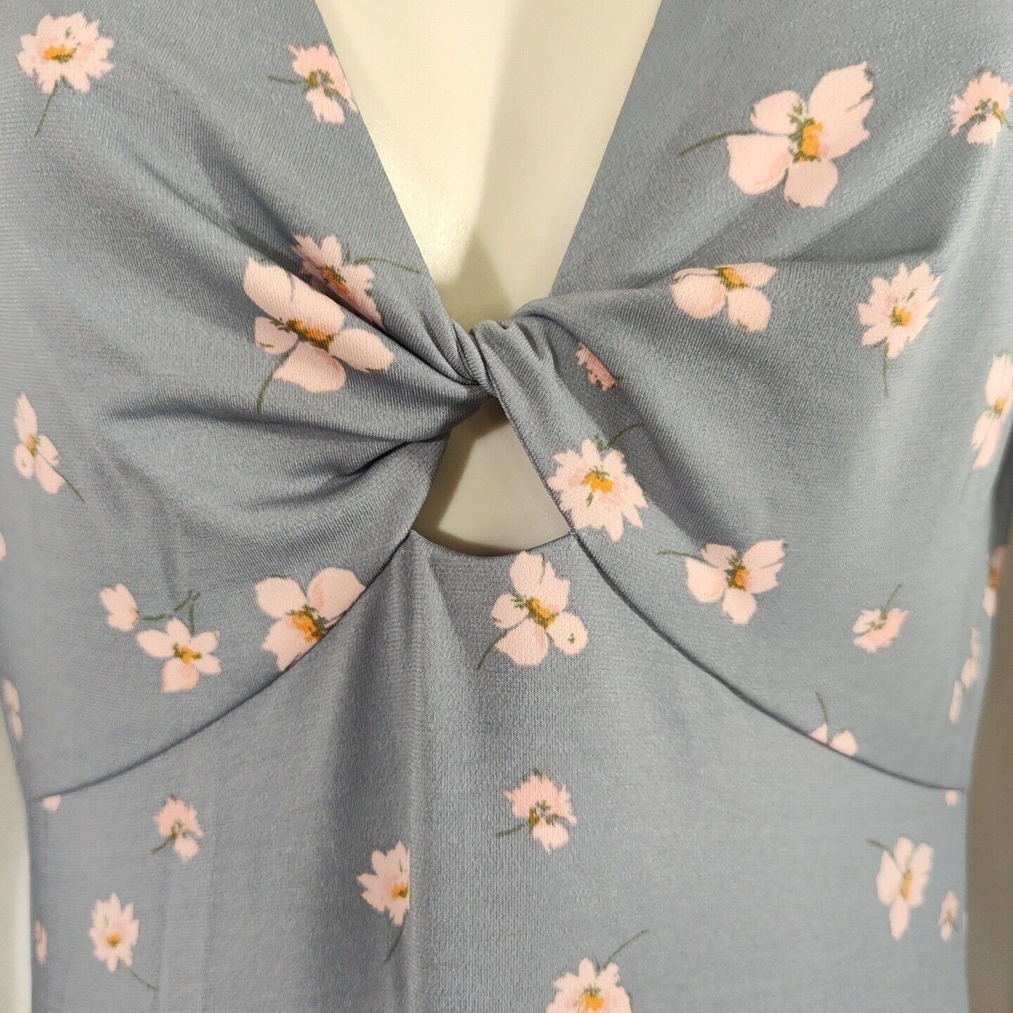 Other Wayf Blue Pink Floral Sheath Dress Plunge V-neck Size XS Size XS / US 0-2 / IT 36-38 - 5 Thumbnail